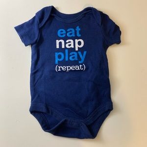 Faded Glory Eat, Nap, Play, Repeat Blue Onesie 0-3mo